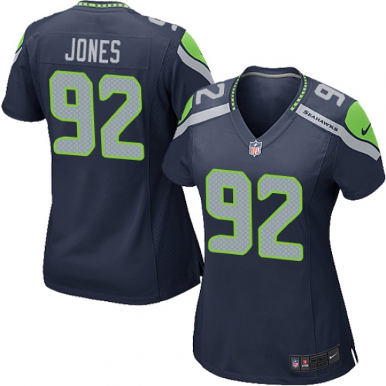Women's Nike Seattle Seahawks #92 Nazair Jones Game Navy Blue Team Color NFL Jersey - Ujersey