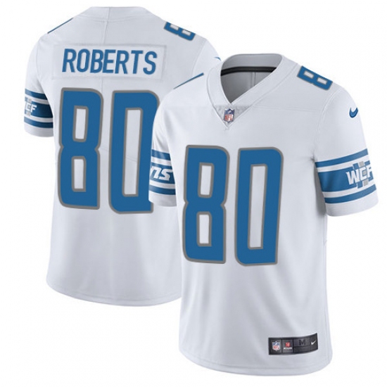 Men's Nike Detroit Lions #80 Michael Roberts Limited White Vapor Untouchable NFL Jersey - Ujersey
