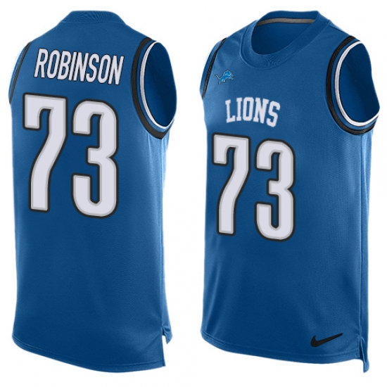 Men's Nike Detroit Lions #73 Greg Robinson Limited Light Blue Player Name & Number Tank Top NFL Jersey - Ujersey