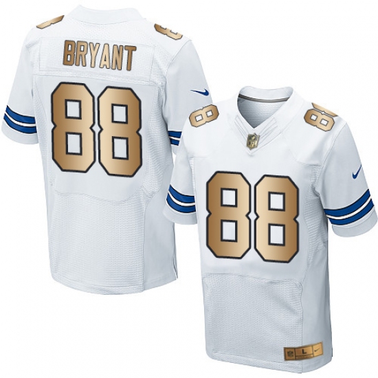 Men's Nike Dallas Cowboys #88 Dez Bryant Elite White/Gold NFL Jersey - Ujersey