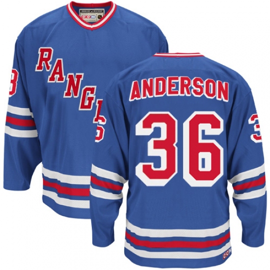 Men's CCM New York Rangers #36 Glenn Anderson Premier Royal Blue Heroes of Hockey Alumni Throwback NHL Jersey - Ujersey