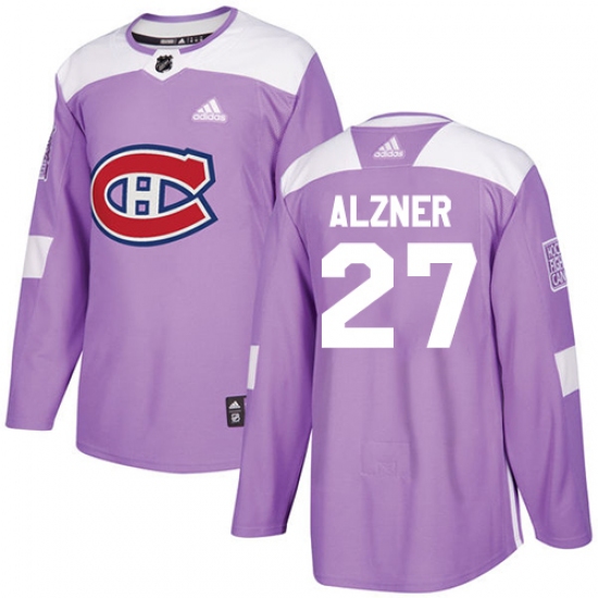 Youth Adidas Montreal Canadiens #27 Karl Alzner Authentic Purple Fights Cancer Practice NHL Jersey - Ujersey