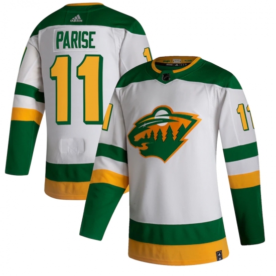 Men's Minnesota Wild #11 Zach Parise adidas White 2020-21 Reverse Retro Authentic Player Jersey - Ujersey