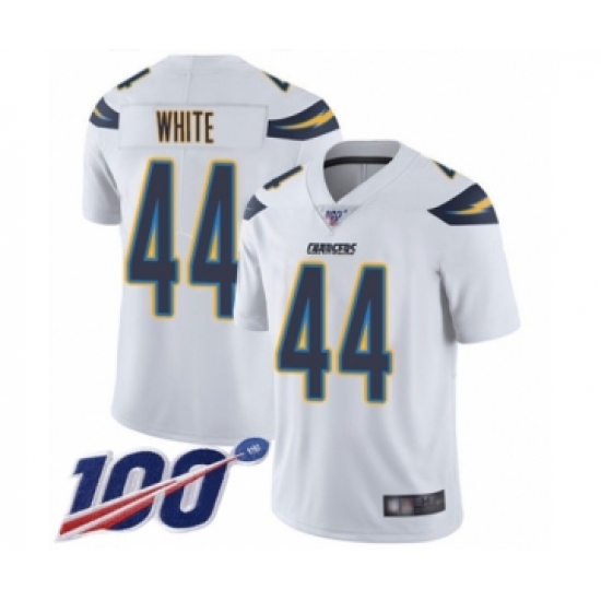 Men's Los Angeles Chargers #44 Kyzir White Vapor Untouchable Limited Player 100th Season Football Jersey - Ujersey