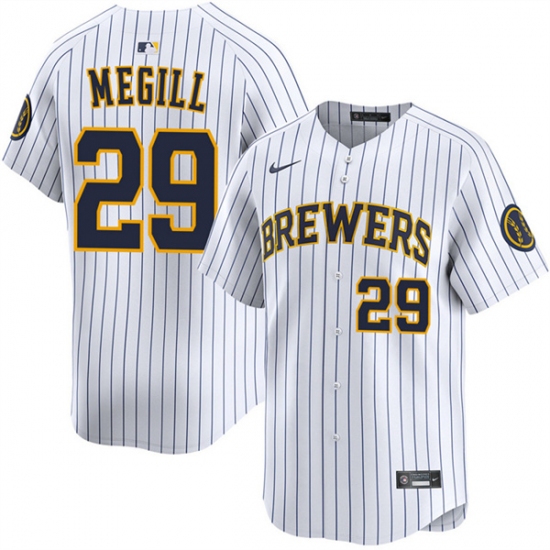 Men's Milwaukee Brewers #29 Trevor Megill White Alternate Limited Stitched Baseball Jersey - Ujersey