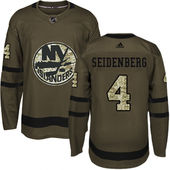 Men's Adidas New York Islanders #4 Dennis Seidenberg Authentic Green Salute to Service NHL Jersey - Ujersey