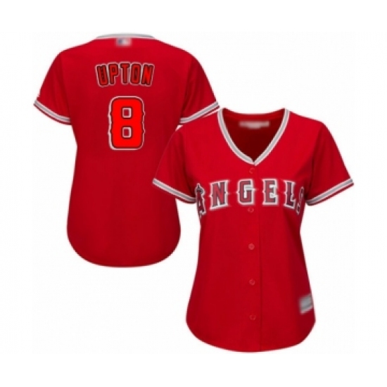Women's Los Angeles Angels of Anaheim #8 Justin Upton Authentic Red Alternate Baseball Jersey - Ujersey