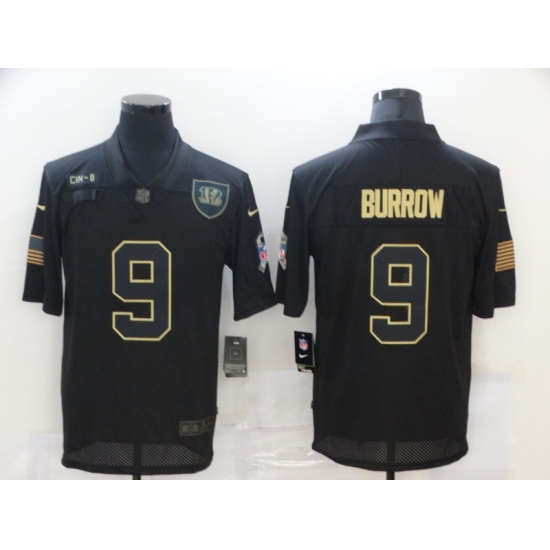 Men's Cincinnati Bengals #9 Joe Burrow Black Nike 2020 Salute To Service Limited Jersey - Ujersey