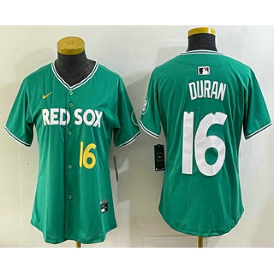 Women's Boston Red Sox #16 Jarren Duran Green 2025 City Connect Player Name Limited Jersey - Ujersey