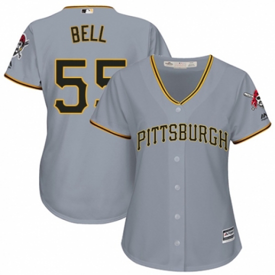 Women's Majestic Pittsburgh Pirates #55 Josh Bell Authentic Grey Road Cool Base MLB Jersey - Ujersey