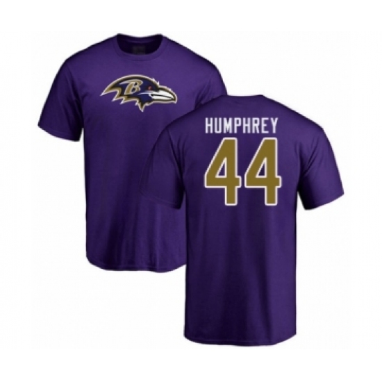 Football Baltimore Ravens #44 Marlon Humphrey Purple Name & Number Logo T-Shirt - Ujersey