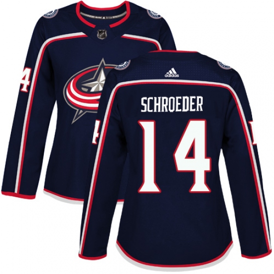 Women's Adidas Columbus Blue Jackets #14 Jordan Schroeder Premier Navy Blue Home NHL Jersey - Ujersey