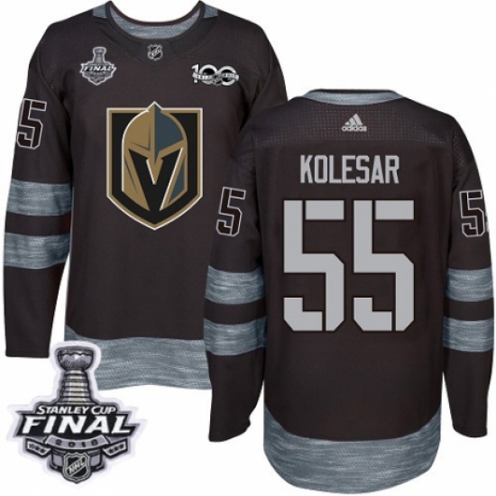 Men's Adidas Vegas Golden Knights #55 Keegan Kolesar Authentic Black 1917-2017 100th Anniversary 2018 Stanley Cup Final NHL Jersey