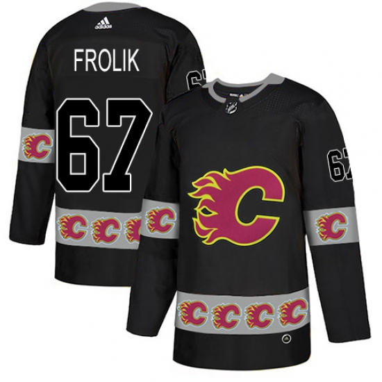 Men's Adidas Calgary Flames #67 Michael Frolik Authentic Green Salute to Service NHL Jersey - Ujersey