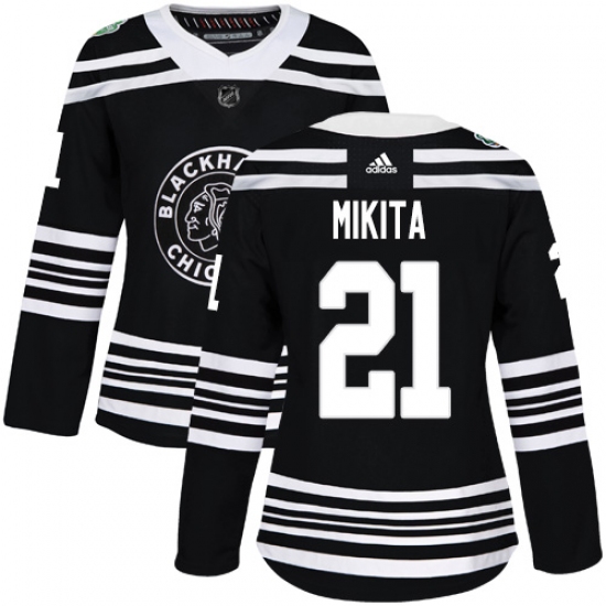 Women's Adidas Chicago Blackhawks #21 Stan Mikita Authentic Black 2019 Winter Classic NHL Jersey - Ujersey