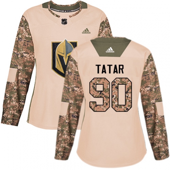 Women's Adidas Vegas Golden Knights #90 Tomas Tatar Authentic Camo Veterans Day Practice NHL Jersey - Ujersey