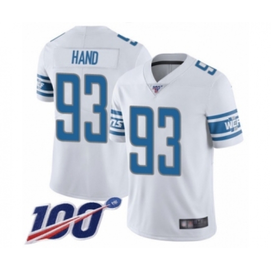 Men's Detroit Lions #93 Da'Shawn Hand White Vapor Untouchable Limited Player 100th Season Football Jersey - Ujersey