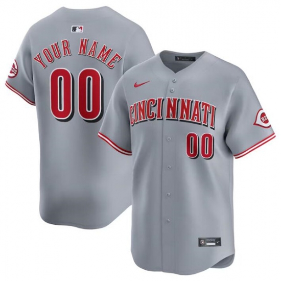Men's Cincinnati Reds Active Player Custom Gray Away Limited Baseball Stitched Jersey - Ujersey