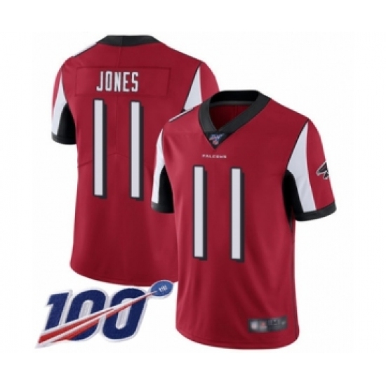 Men's Atlanta Falcons #11 Julio Jones Red Team Color Vapor Untouchable Limited Player 100th Season Football Jersey - Ujersey