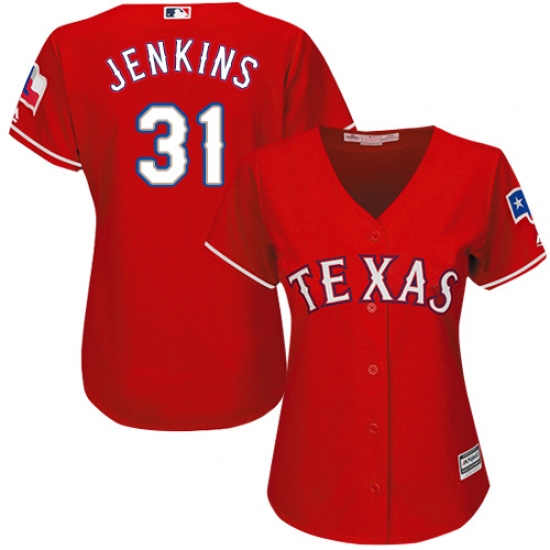 Women's Majestic Texas Rangers #31 Ferguson Jenkins Authentic Red Alternate Cool Base MLB Jersey - Ujersey