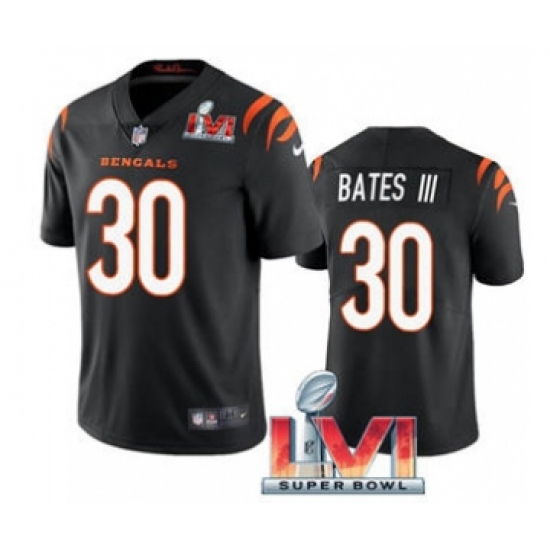 Men's Cincinnati Bengals #30 Jessie Bates III 2022 Black Super Bowl LVI Vapor Limited Stitched Jersey - Ujersey