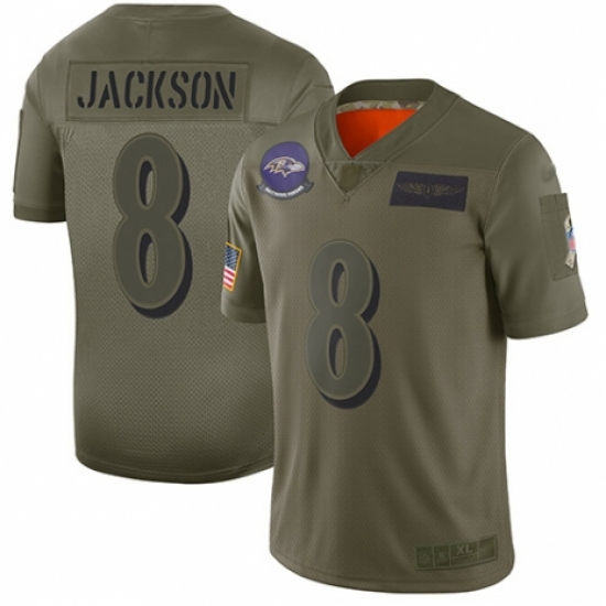 Youth Baltimore Ravens #8 Lamar Jackson Limited Camo 2019 Salute to Service Football Jersey - Ujersey