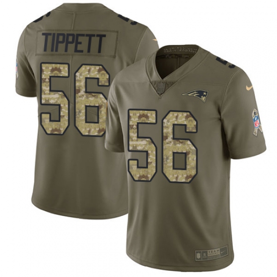 Men's Nike New England Patriots #56 Andre Tippett Limited Olive/Camo 2017 Salute to Service NFL Jersey - Ujersey