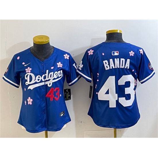 Women's Los Angeles Dodgers #43 Anthony Banda Royal 2025 Tokyo Series Limited Stitched Baseball Jersey(Run Small) - Ujersey