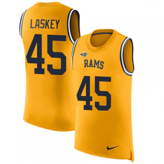 Men's Nike Los Angeles Rams #45 Zach Laskey Limited Gold Rush Player Name & Number Tank Top NFL Jersey - Ujersey