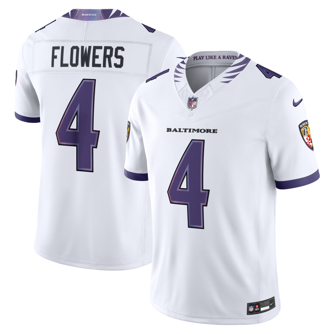 Men's Baltimore Ravens Zay Flowers Nike White Vapor F.U.S.E. Stitched Limited Jersey - Ujersey
