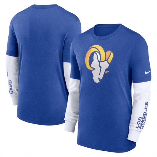 Men's Los Angeles Rams Heather Blue Slub Fashion Long Sleeve T Shirt - Ujersey