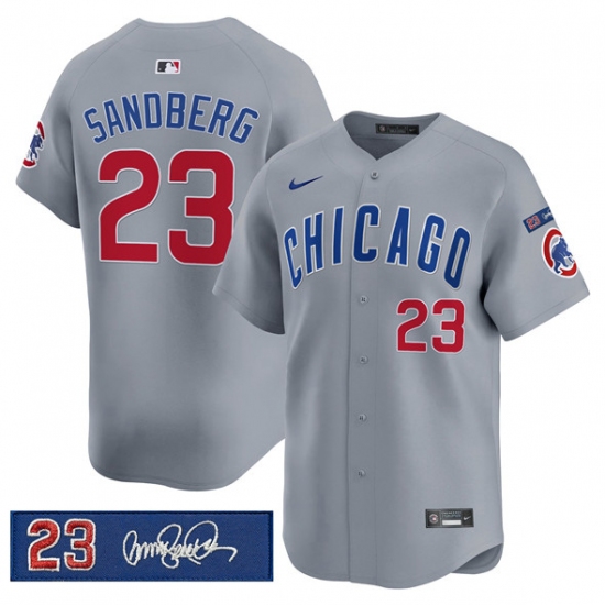 Men's Chicago Cubs #23 Ryne Sandberg Gray 'Ryne Sandberg Tribute' Vapor Limited V3 Stitched Baseball Jersey - Ujersey