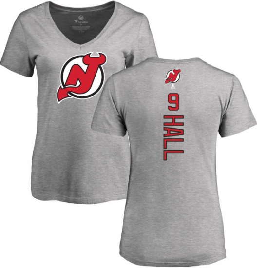 NHL Women's Adidas New Jersey Devils #9 Taylor Hall Ash Backer T-Shirt - ujerseystore