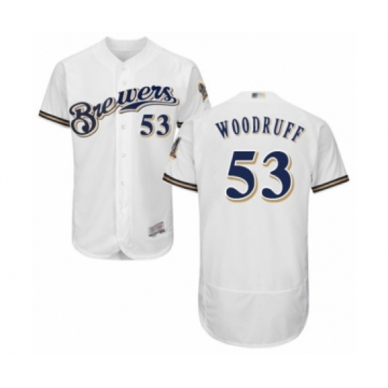 Men's Milwaukee Brewers #53 Brandon Woodruff White Alternate Flex Base Authentic Collection Baseball Jersey - Ujersey