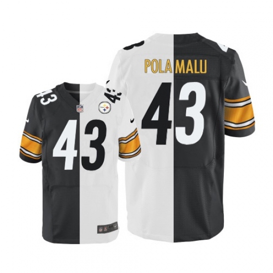 Men's Nike Pittsburgh Steelers #43 Troy Polamalu Elite Black/White Split Fashion NFL Jersey - Ujersey