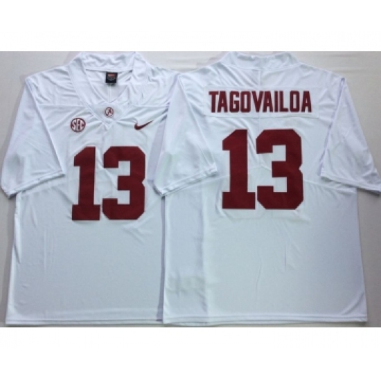 Alabama Crimson Tide 13 Tua Tagovailoa White Nike College Football Jersey - Ujersey