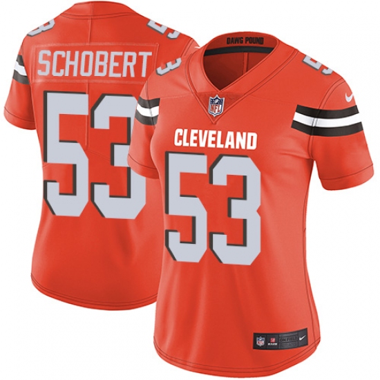 Women's Nike Cleveland Browns #53 Joe Schobert Orange Alternate Vapor Untouchable Limited Player NFL Jersey - Ujersey