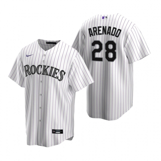 Men's Nike Colorado Rockies #28 Nolan Arenado White Home Stitched Baseball Jersey - Ujersey