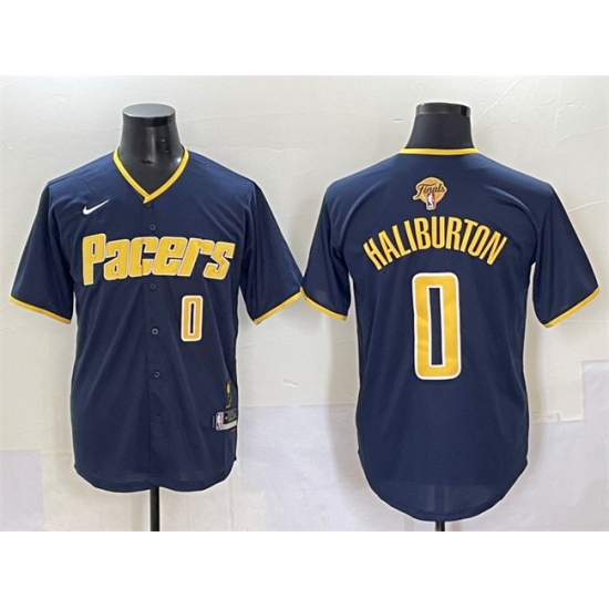 Men's Indiana Pacers #0 Tyrese Haliburton Navy 2025 Finals Vapor Stitched Baseball Jersey - Ujersey