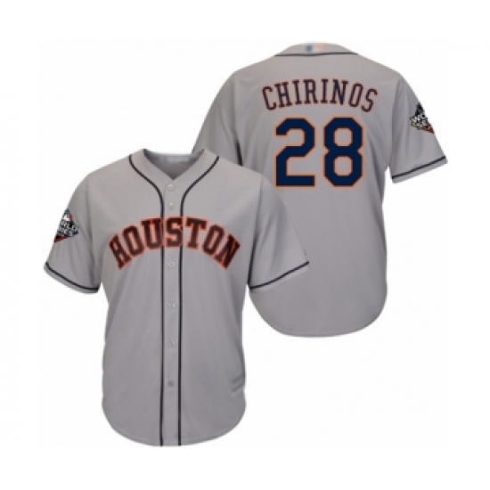 Youth Houston Astros #28 Robinson Chirinos Authentic Grey Road Cool Base 2019 World Series Bound Baseball Jersey - Ujersey