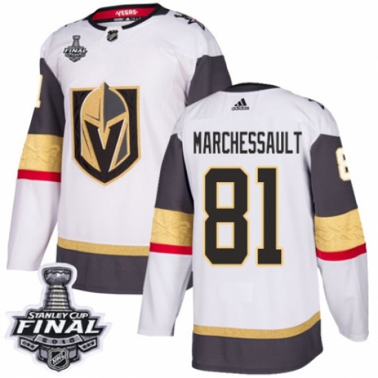 Youth Adidas Vegas Golden Knights #81 Jonathan Marchessault Authentic White Away 2018 Stanley Cup Final NHL Jersey - Ujersey