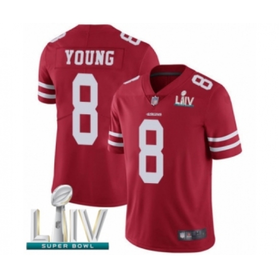 Men's San Francisco 49ers #8 Steve Young Red Team Color Vapor Untouchable Limited Player Super Bowl LIV Bound Football Jersey - Ujersey