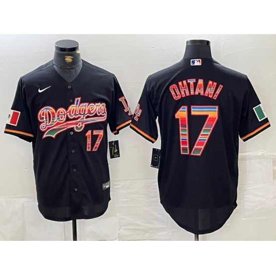 Men's Los Angeles Dodgers #17 Shohei Ohtani Black Mexico Cool Base Stitched Jersey - Ujersey
