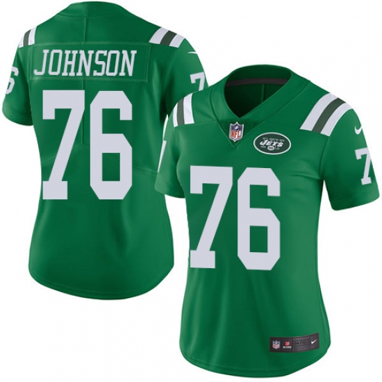 Women's Nike New York Jets #76 Wesley Johnson Limited Green Rush Vapor Untouchable NFL Jersey - Ujersey