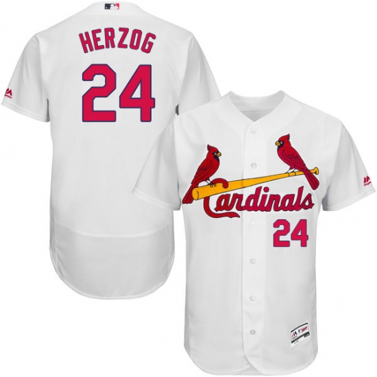 Men's Majestic St. Louis Cardinals #24 Whitey Herzog White Home Flex Base Authentic Collection MLB Jersey - Ujersey