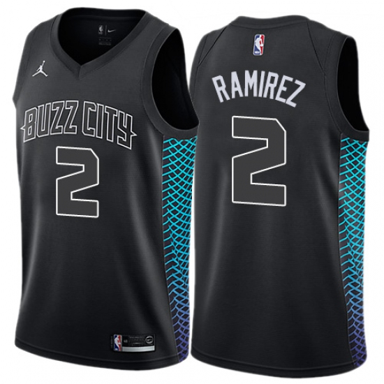 Men's Nike Jordan Charlotte Hornets #2 Marvin Williams Authentic Black NBA Jersey - City Edition - Ujersey