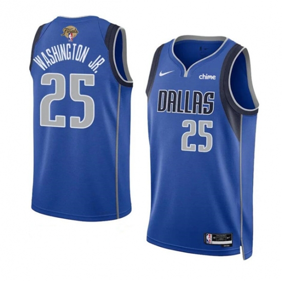 Men's Dallas Mavericks #25 P.J. Washington Jr. Blue 2024 Finals Icon Edition Stitched Basketball Jersey - Ujersey