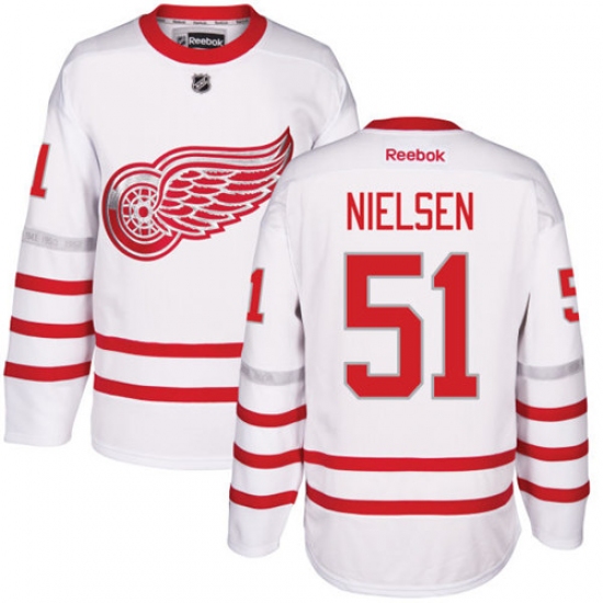 Men's Reebok Detroit Red Wings #51 Frans Nielsen Authentic White 2017 Centennial Classic NHL Jersey - Ujersey