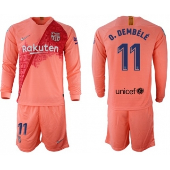 Barcelona #11 O.Dembele Third Long Sleeves Soccer Club Jersey