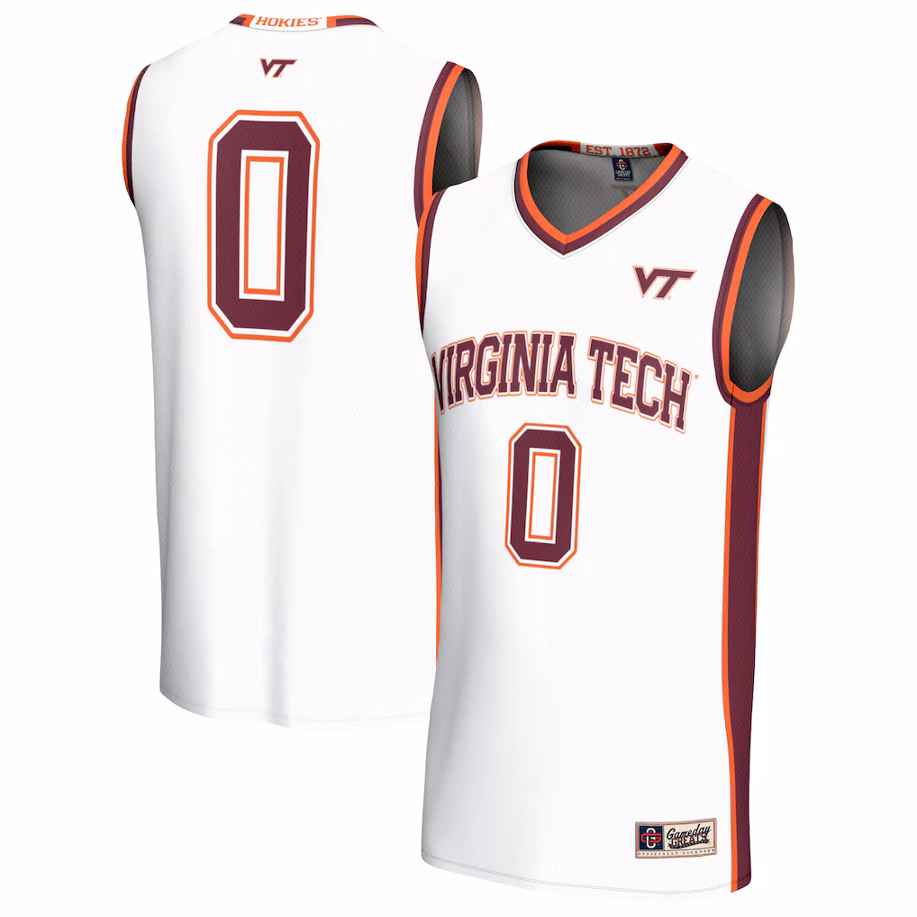 Unisex GameDay Greats #0 White Virginia Tech Hokies Lightweight Collegiate Basketball Fashion Jersey